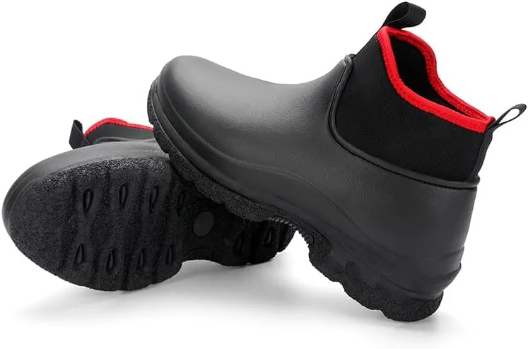Waterproof Chef Work Boots, High-Top Kitchen Shoes, Non-Slip Sole, Black