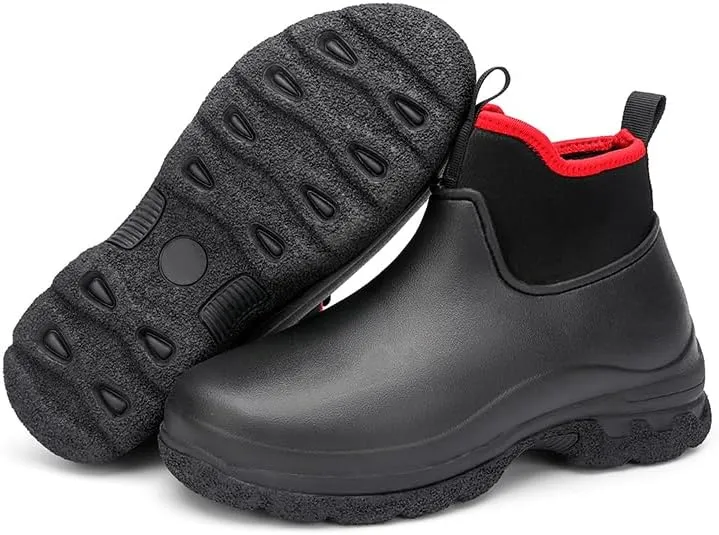 Waterproof Chef Work Boots, High-Top Kitchen Shoes, Non-Slip Sole, Black
