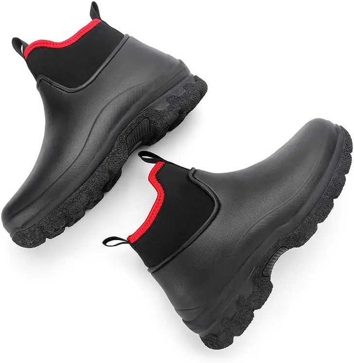 Waterproof Chef Work Boots, High-Top Kitchen Shoes, Non-Slip Sole, Black