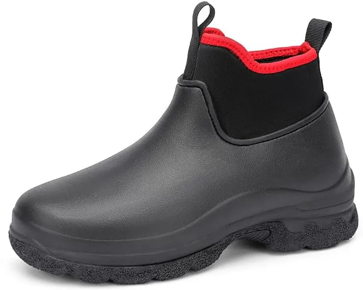Waterproof Chef Work Boots, High-Top Kitchen Shoes, Non-Slip Sole, Black