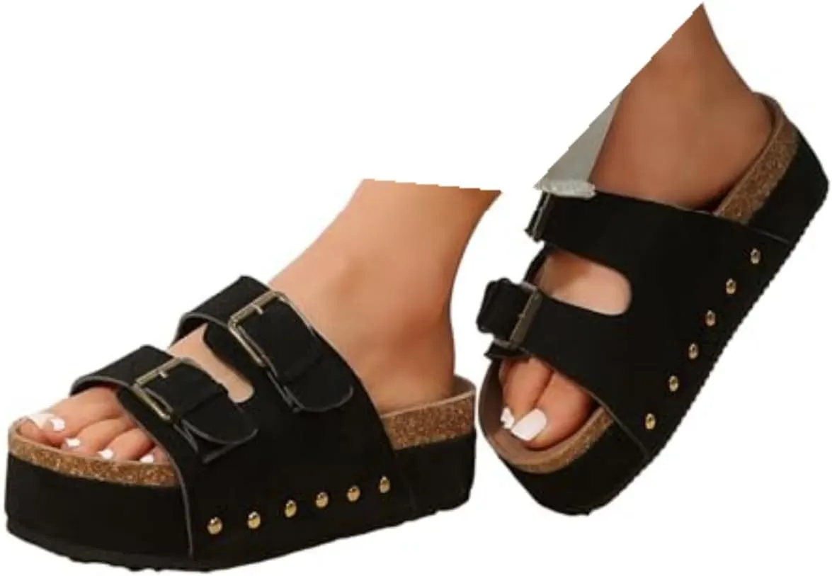 Wedges & Platform Sandals Women Orthopedic Sandals Soft Sole Non-Slip Wedge Sandals for Women Arch Support Summer Slippers Dressy Shoes Hollow Out Travel Slipper, 6, 1-black