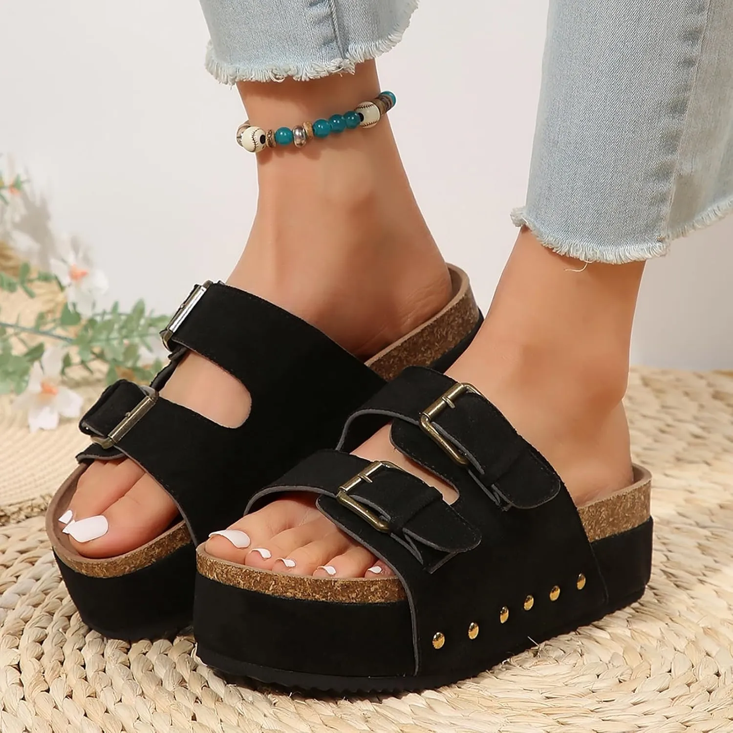 Wedges & Platform Sandals Women Orthopedic Sandals Soft Sole Non-Slip Wedge Sandals for Women Arch Support Summer Slippers Dressy Shoes Hollow Out Travel Slipper, 6, 1-black