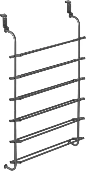 Whitmor 6905-6019 6 Shelf Over The Door Gunmetal Gray Shoe Rack, 7.5x22.625x41.80