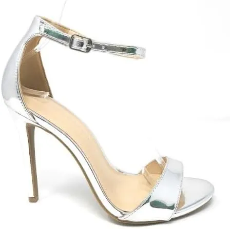 Wild Diva Women's Tampa Round Toe Single Band Ankle Strap Stiletto High Heel Sandals