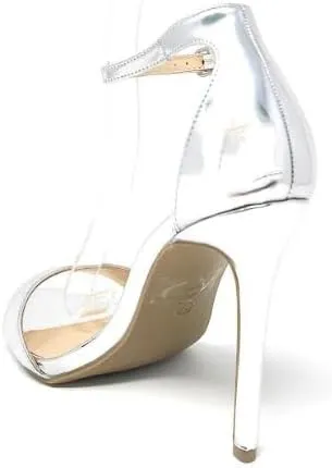Wild Diva Women's Tampa Round Toe Single Band Ankle Strap Stiletto High Heel Sandals