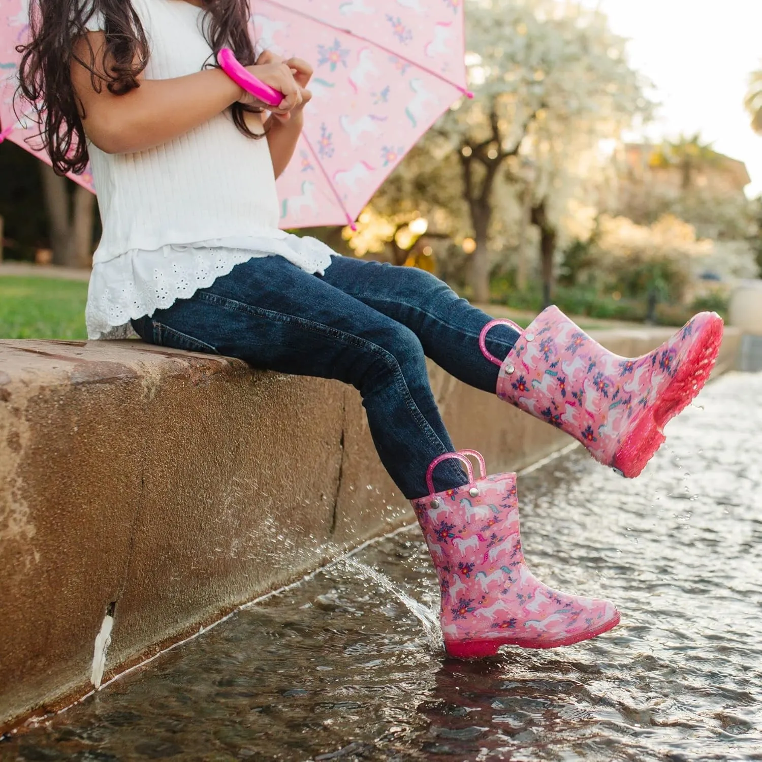 Wildkin Kids Rain Boots – 100% Waterproof with Slip-Resistant Tread & Easy Pull Handles