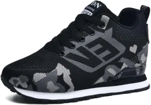 WILTENA Womens Mesh Breathable Camouflage Sneakers Ladys Invisible High-Heeled Wedge Platform Shoes