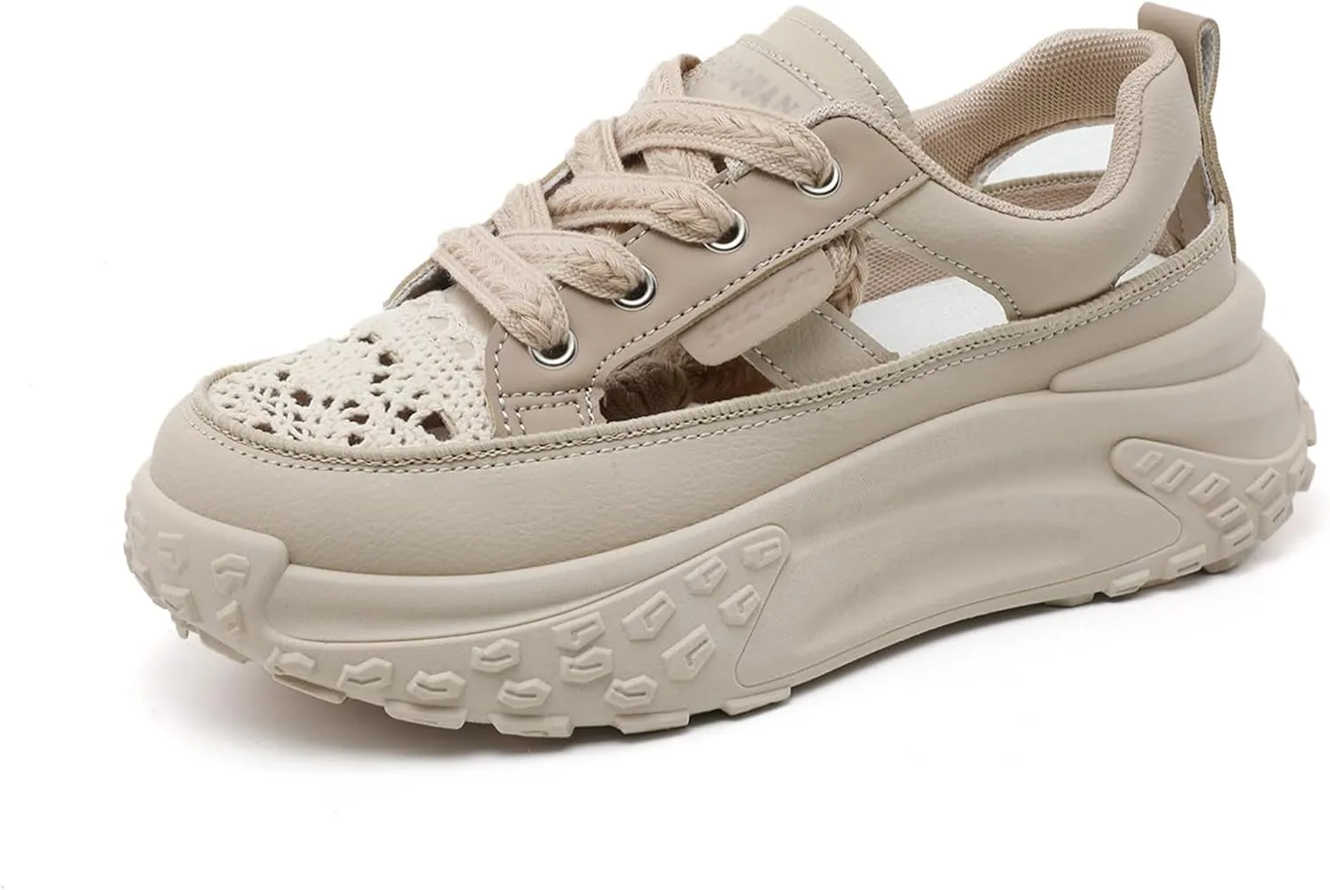 Women Chunky Platform Sneakers Breathable Cutout Walking Shoes Casual Summer Non Slip Soft Sole Sneakers