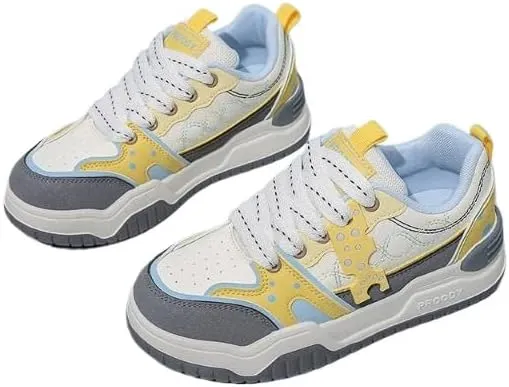 Women Platform Fashion Sneakers Low Top Lace-Up Comfortable Stylish Casual Walking Skateboard Shoes, Street Sneakers