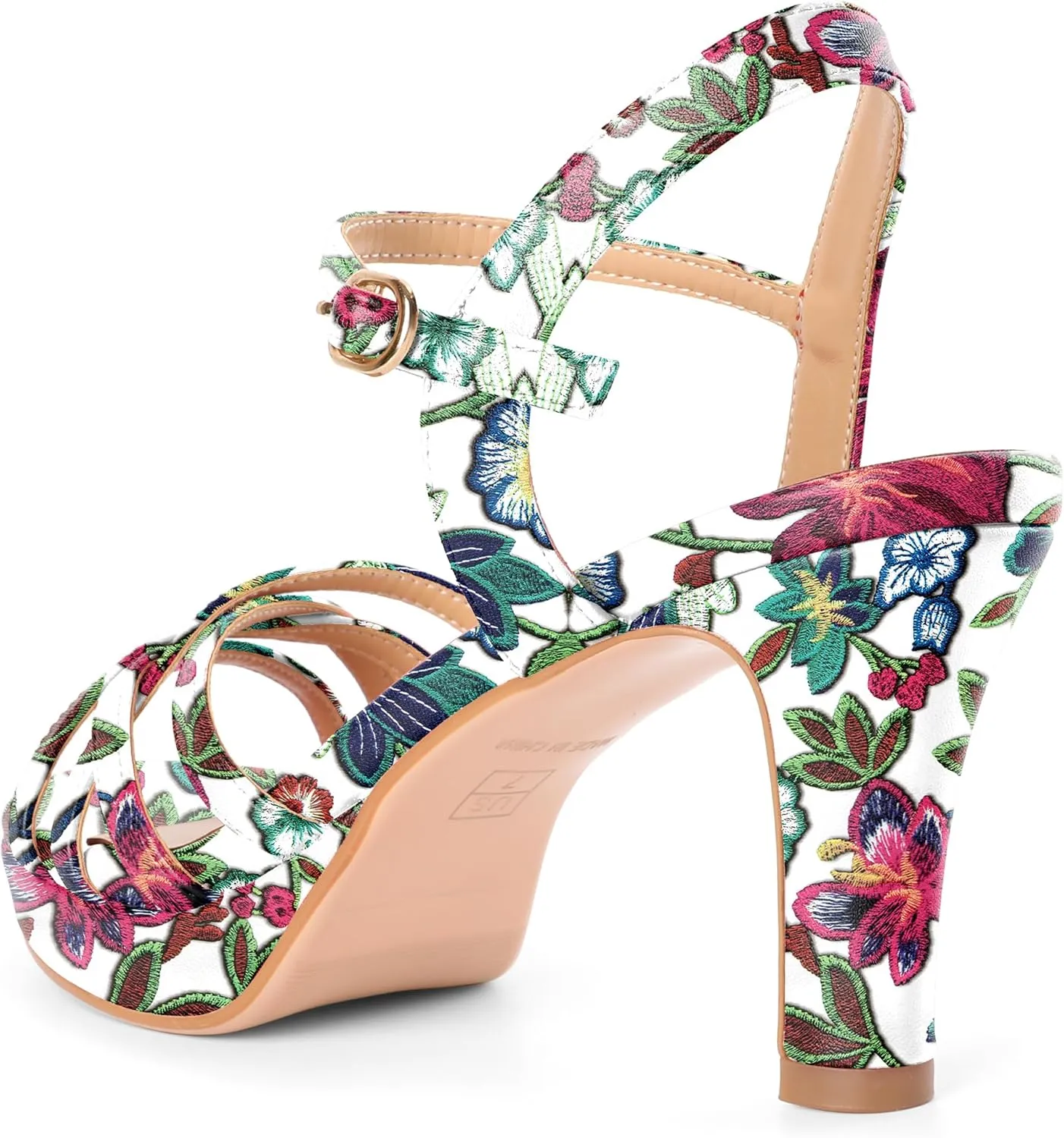 Women Platform Heel Sandals Strappy Heel Sandals Chunky Heel Sandals Open Toe Sandals Slingback Heel Sandals Comfort Dressy for Evening Party 3.5 Inch