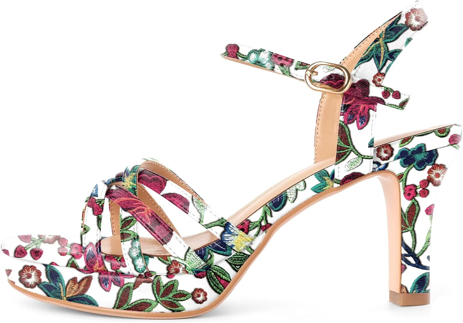 Women Platform Heel Sandals Strappy Heel Sandals Chunky Heel Sandals Open Toe Sandals Slingback Heel Sandals Comfort Dressy for Evening Party 3.5 Inch