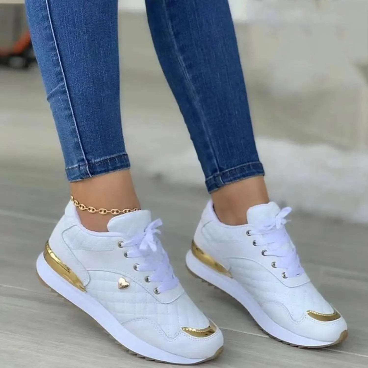 Women Platform Leather Sneakers Casual Shoes Comfortable Walking Sport Trainers for Gym Sport Tennis Athletic Jogging