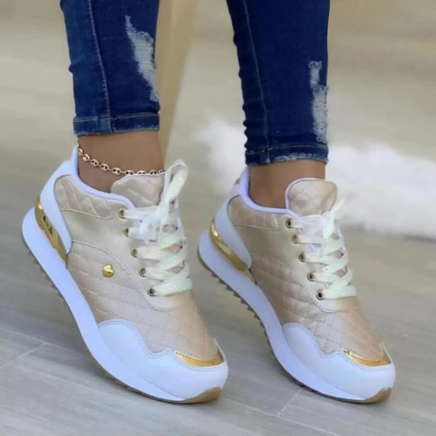 Women Platform Leather Sneakers Casual Shoes Comfortable Walking Sport Trainers for Gym Sport Tennis Athletic Jogging