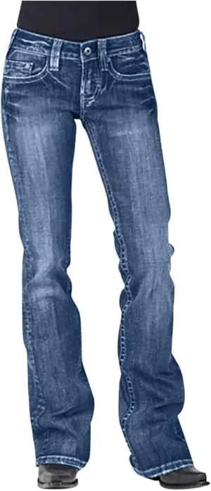 Women Stacked Jeans Pants Bootcut Jeans Workout Clothes Baggy Jean Trendy Fall Denim Pants Available in Large Sizes