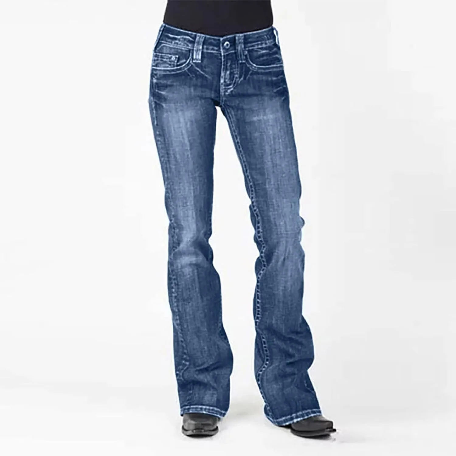Women Stacked Jeans Pants Bootcut Jeans Workout Clothes Baggy Jean Trendy Fall Denim Pants Available in Large Sizes