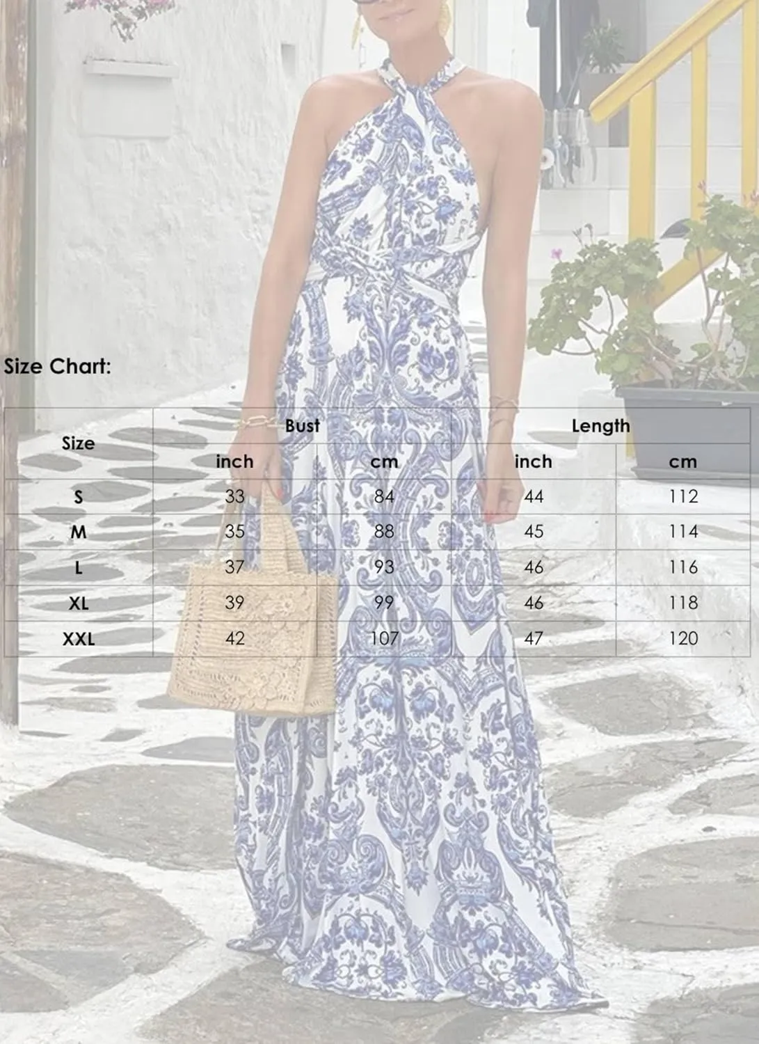 Women's Artistic Print Halter Neck Maxi Dress 2025 Summer Casual Stylish Cocktail Dress