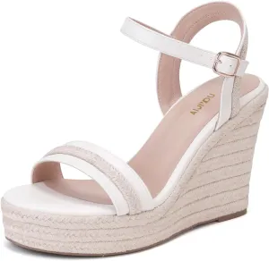 Women's Classic Summer Platform Dress Sandals Wedge Ankle Strap Round Open Toe Sandals Comfy Sloping High Heels for Women Casual Beach