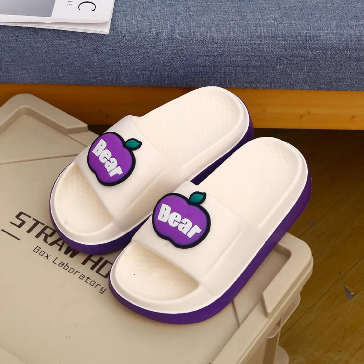 Womens Cute Summer Sandals Slippers Open-Toe Pillow Slides Cushioned Home Beach Indoor Outdoor Shower Shoes