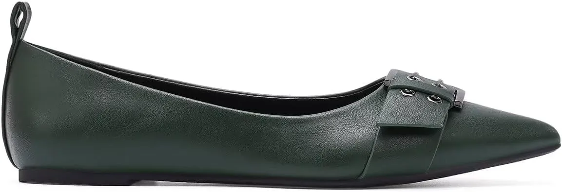 Womens Flat Shoes Pointed Toe Flats Slip-On Shoes Buckle Design Flats Comfortable Casual Dressy Shoes