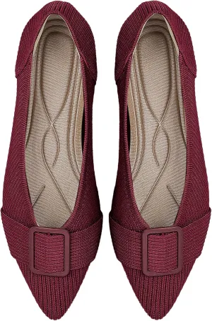 Women's Flats Pointed Toe Knit Ballet Comfortable Casual Dressy Office Shoes Work Flat