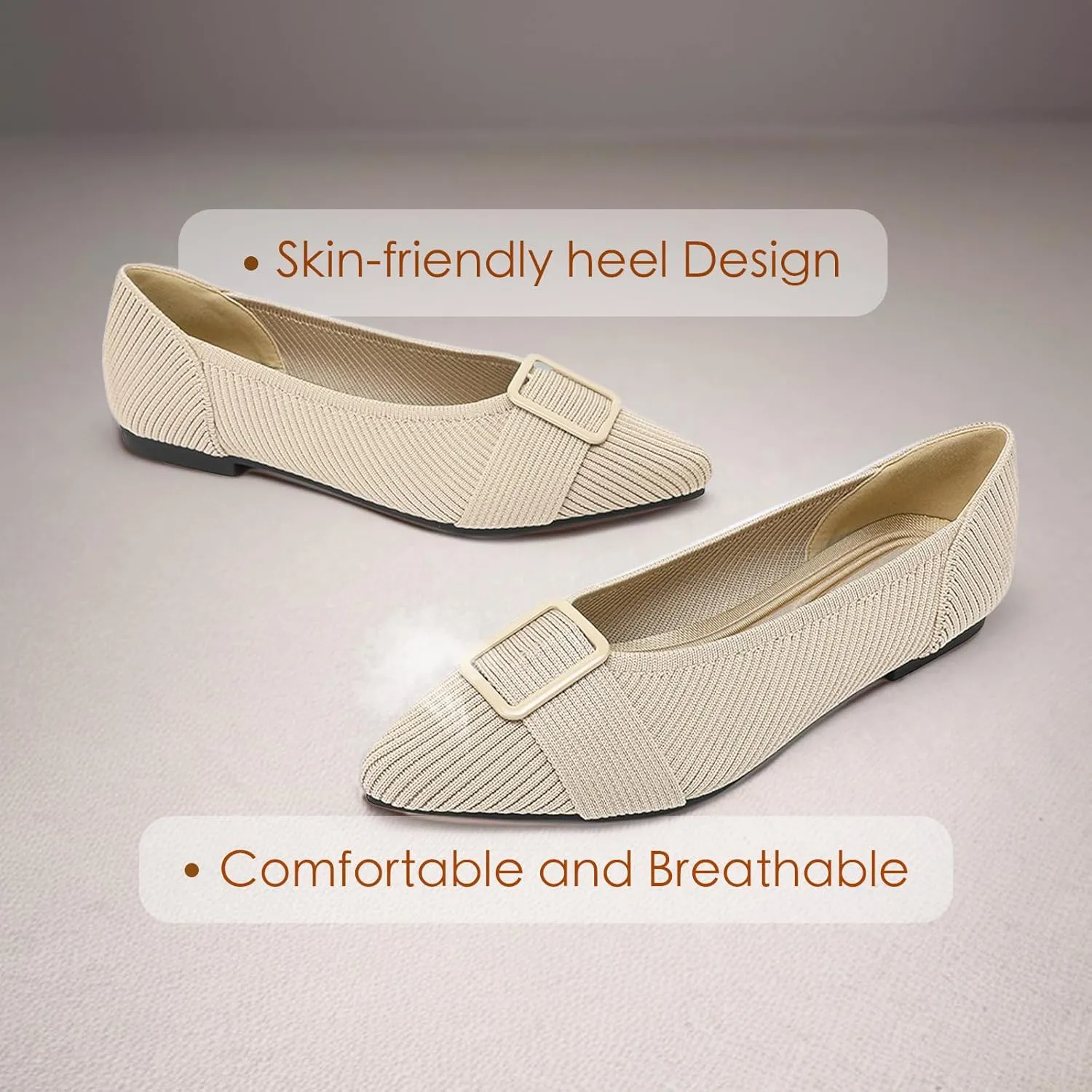 Women's Flats Pointed Toe Knit Ballet Comfortable Casual Dressy Office Shoes Work Flat