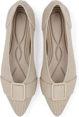 Women's Flats Pointed Toe Knit Ballet Comfortable Casual Dressy Office Shoes Work Flat