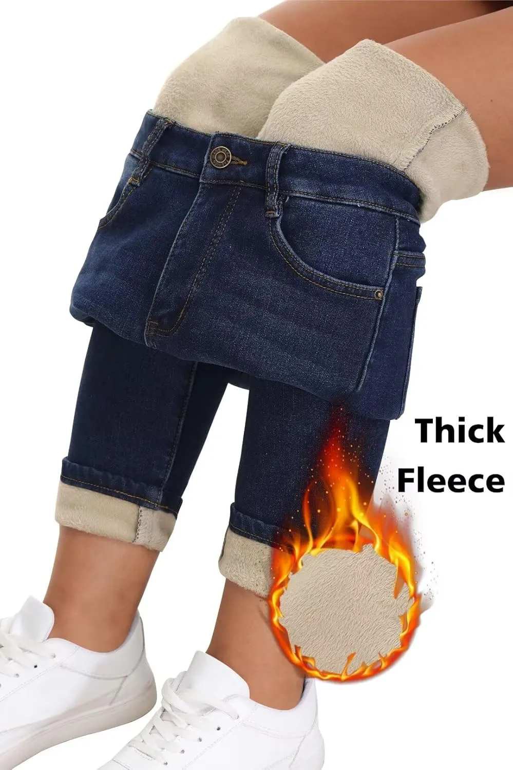 Women's Fleece Lined Jeans Skinny High Waisted Winter Thick Fleece Warm Stretch Fleece Lining Women Jeans Pants