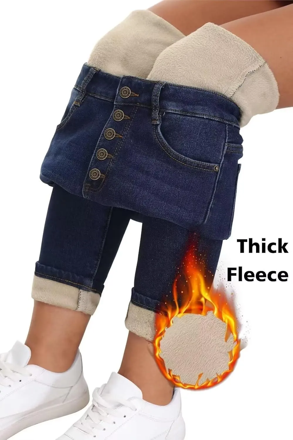 Women's Fleece Lined Jeans Skinny High Waisted Winter Thick Fleece Warm Stretch Fleece Lining Women Jeans Pants