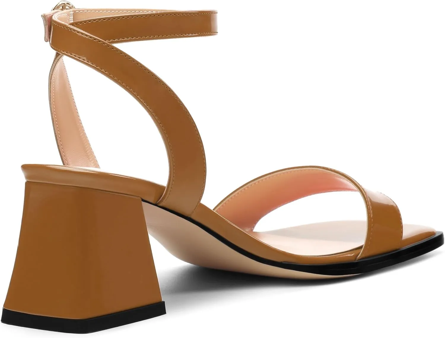 Women's High Chunky Heels Square Toe Block Ankle Strap Dress Comfort Sandals, 2" Heel Height