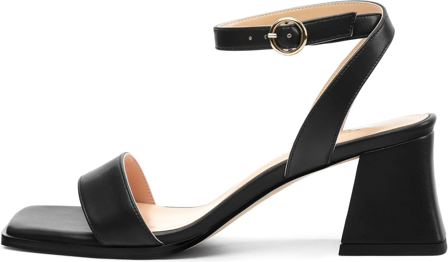 Women's High Chunky Heels Square Toe Block Ankle Strap Dress Comfort Sandals, 2" Heel Height