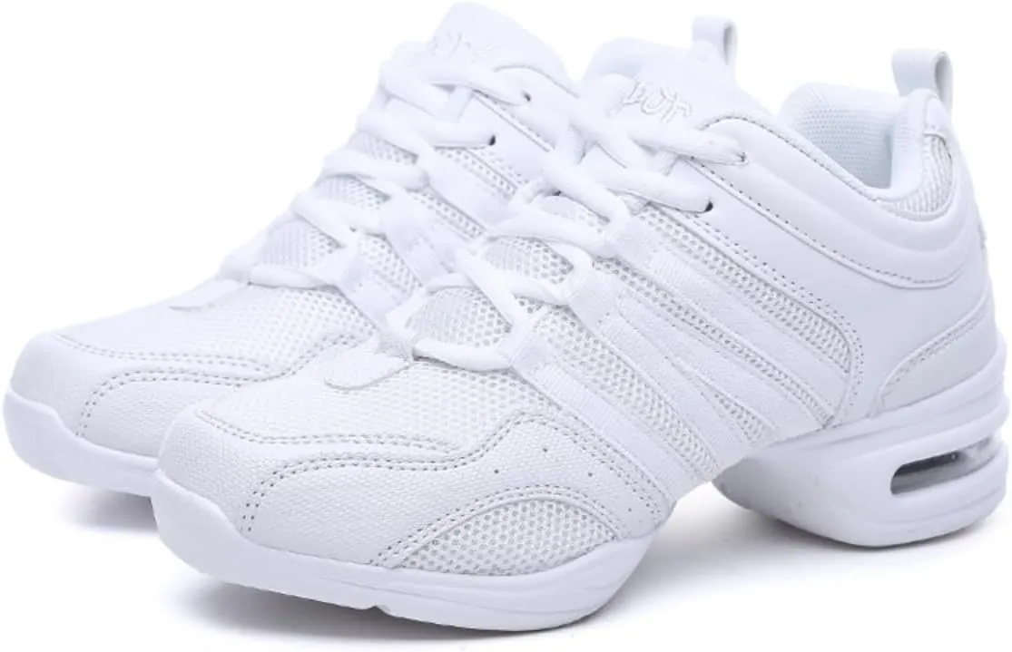 Women's Jazz Shoes Lace-up Sneakers - Comfortable Split Sole Dance Shoes with Air Cushion