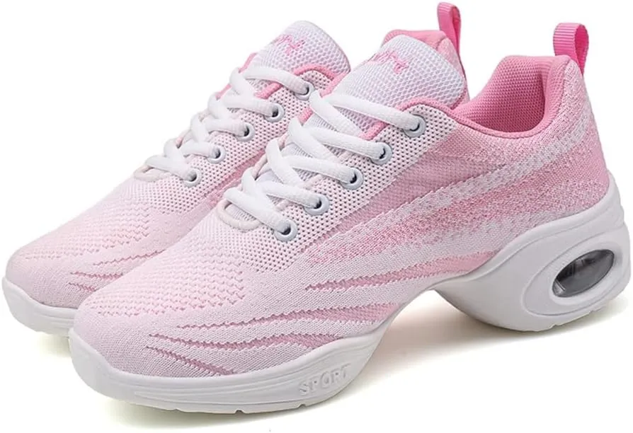 Women's Jazz Shoes Lace-up Sneakers Modern Dance Shoes Cushion Platform Walking Dance Shoes