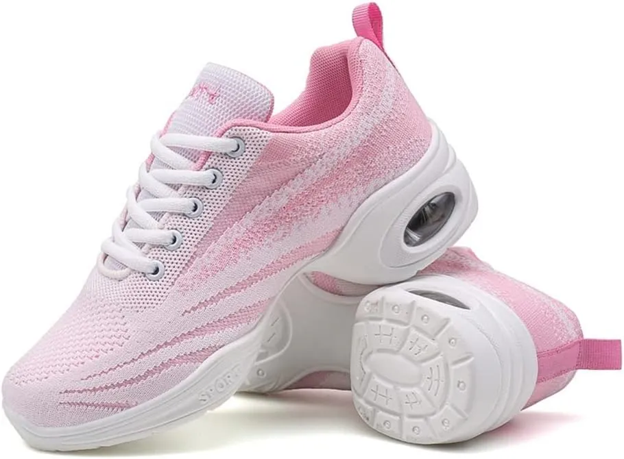 Women's Jazz Shoes Lace-up Sneakers Modern Dance Shoes Cushion Platform Walking Dance Shoes