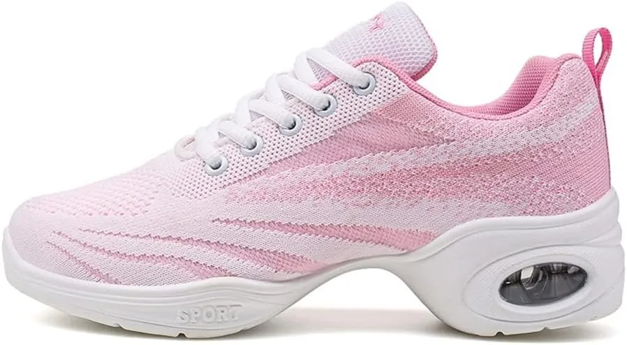 Women's Jazz Shoes Lace-up Sneakers Modern Dance Shoes Cushion Platform Walking Dance Shoes