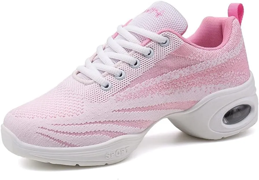Women's Jazz Shoes Lace-up Sneakers Modern Dance Shoes Cushion Platform Walking Dance Shoes
