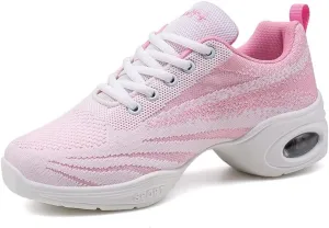 Women's Jazz Shoes Lace-up Sneakers Modern Dance Shoes Cushion Platform Walking Dance Shoes