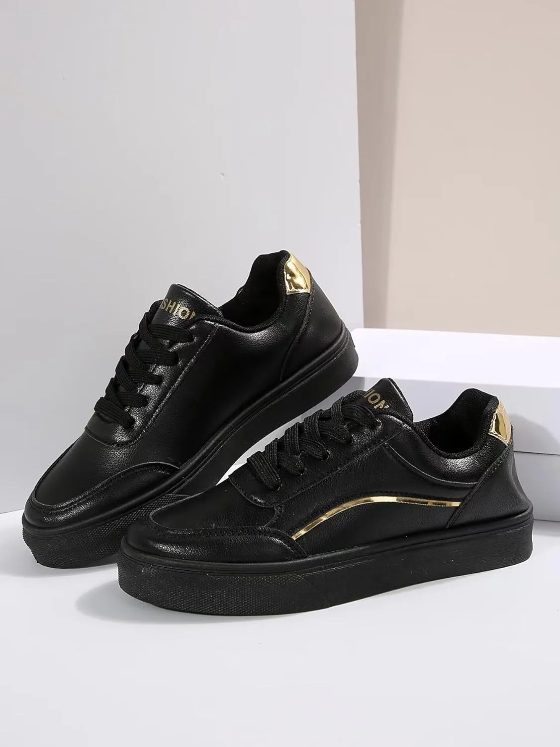 Women's Leather Platform Sneakers – Lightweight Heel Faux Leather and Sparkly Shoes for Weddings, Parties, and Everyday Fashion