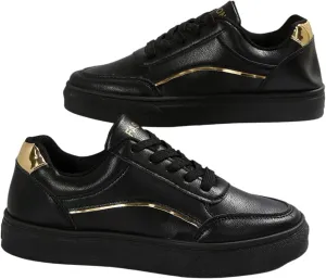 Women's Leather Platform Sneakers – Lightweight Heel Faux Leather and Sparkly Shoes for Weddings, Parties, and Everyday Fashion