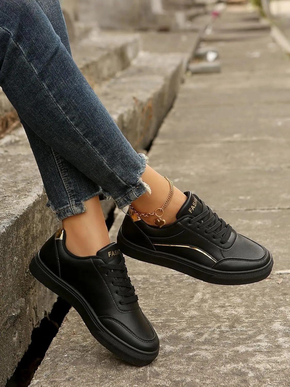 Women's Leather Platform Sneakers – Lightweight Heel Faux Leather and Sparkly Shoes for Weddings, Parties, and Everyday Fashion