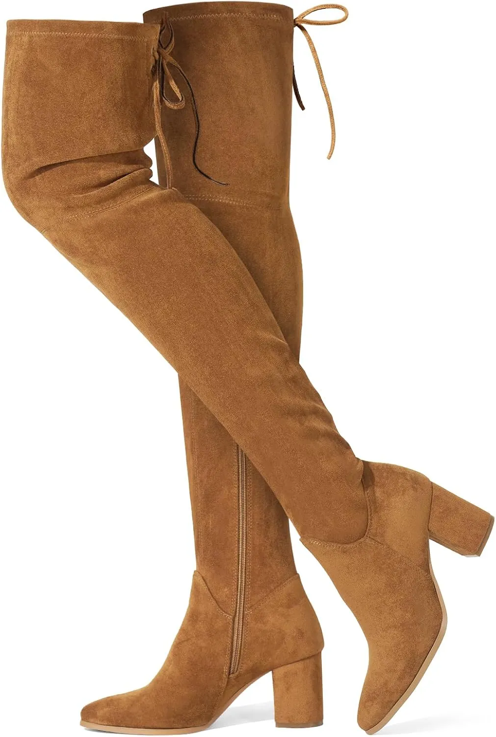 Women's Over The Knee Boots Chunky Heel Thigh High Boots Suede Long Boots Pointed Toe Tall Boots for Women