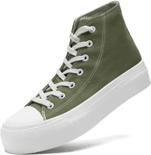 Womens Platform Canvas Sneakers Mens High Top Classic Canvas Shoes Unisex Casual Tennis Comfortable Fashion Sneakers Lace-Up