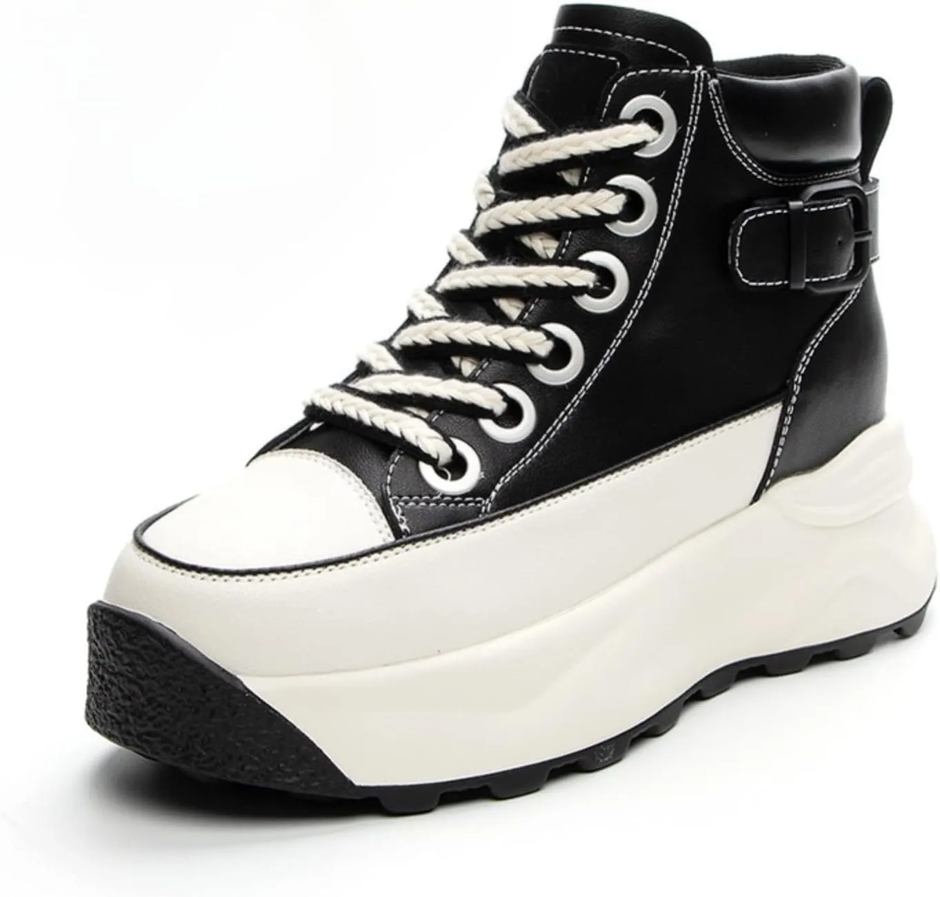 Women's Platform Height Increasing Sneakers,Stylish Comfortable Hidden Height Increase Leather Upper Casual Platform Shoes.