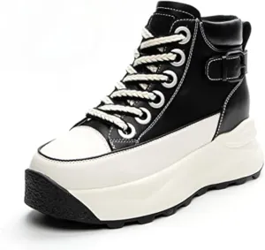 Women's Platform Height Increasing Sneakers,Stylish Comfortable Hidden Height Increase Leather Upper Casual Platform Shoes.