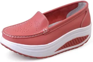 Women's Platform Slip-On Breathable Leather Nursing Shoes, Wedge Non-Slip Air Cushion Nurse Work Shoes, Casual Care Orthopedic Lightweight Shoes, Ideal for Nurse Healthcare Crews