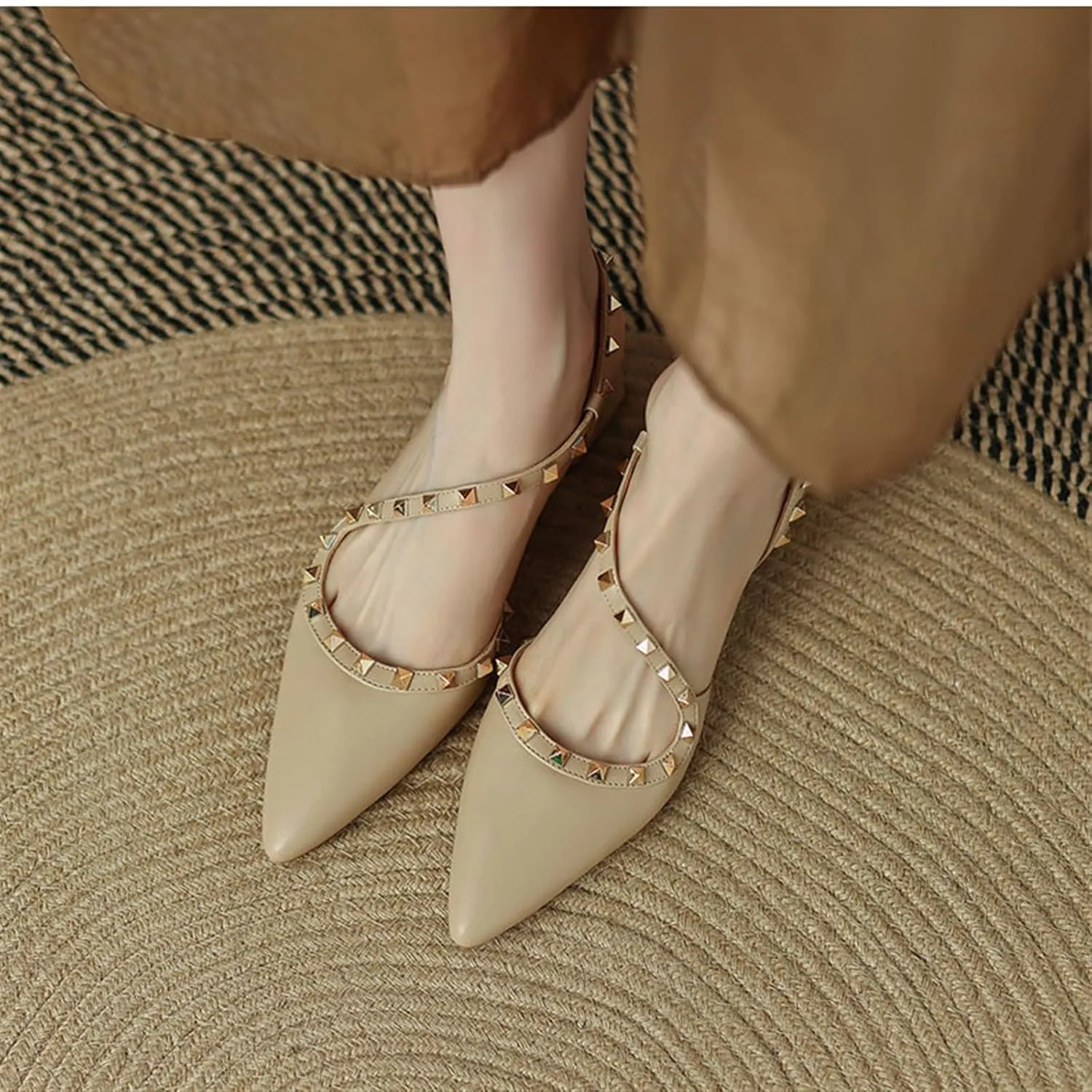 Women's Pointed Closed Toe Chunky Heels Sandals Strappy Block Heeled Sandals Wedding Party Work Pumps Shoes