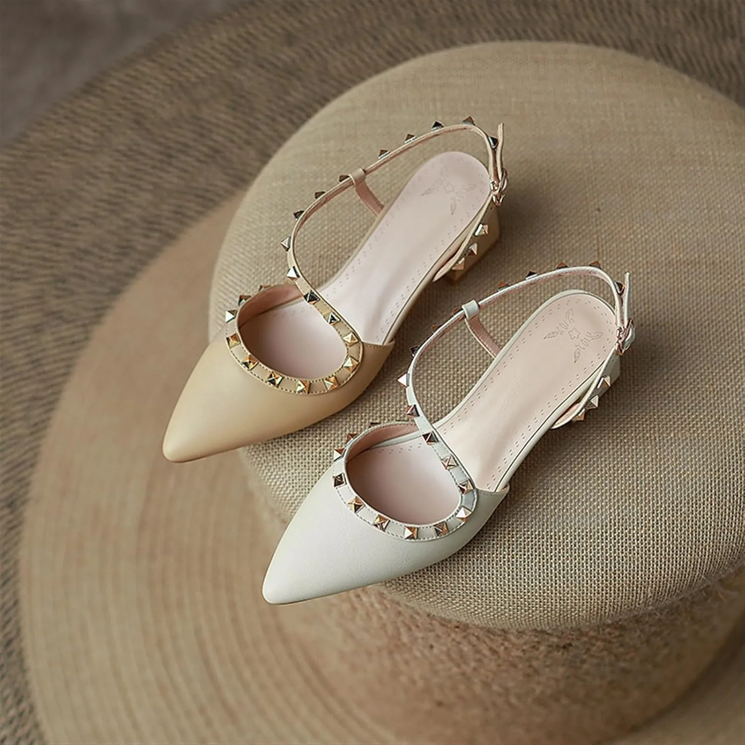 Women's Pointed Closed Toe Chunky Heels Sandals Strappy Block Heeled Sandals Wedding Party Work Pumps Shoes