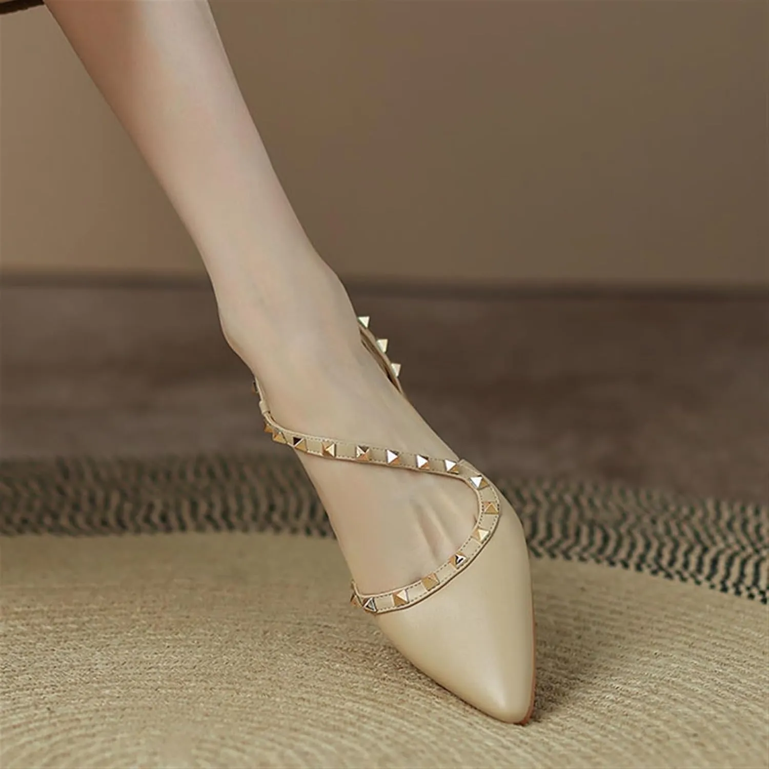 Women's Pointed Closed Toe Chunky Heels Sandals Strappy Block Heeled Sandals Wedding Party Work Pumps Shoes