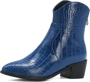 Women's Pointed Toe Block Heel Boots, Zipper Chunky Heeled Ankle Boots, Dress Winter Fashion Booties