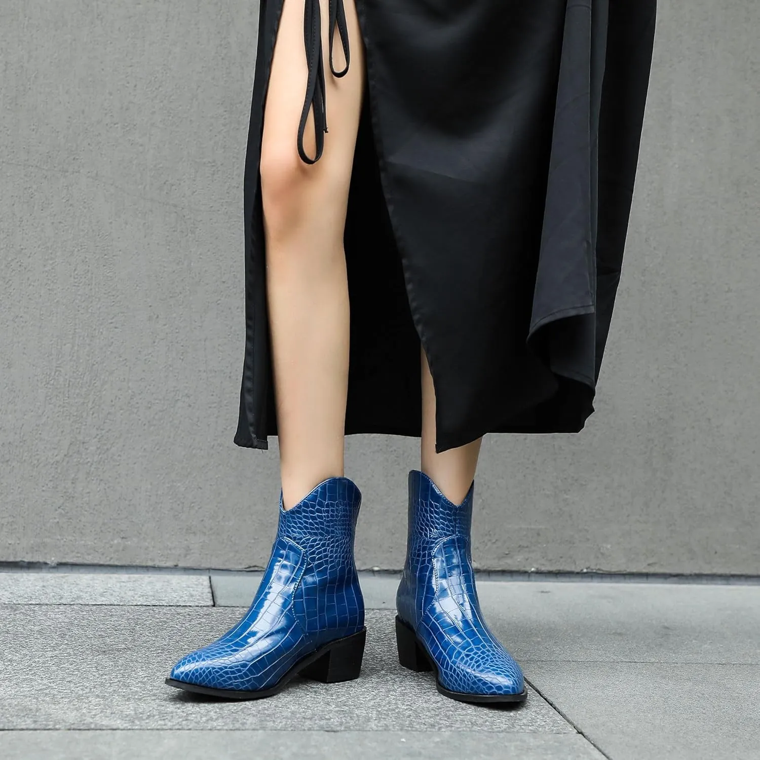Women's Pointed Toe Block Heel Boots, Zipper Chunky Heeled Ankle Boots, Dress Winter Fashion Booties