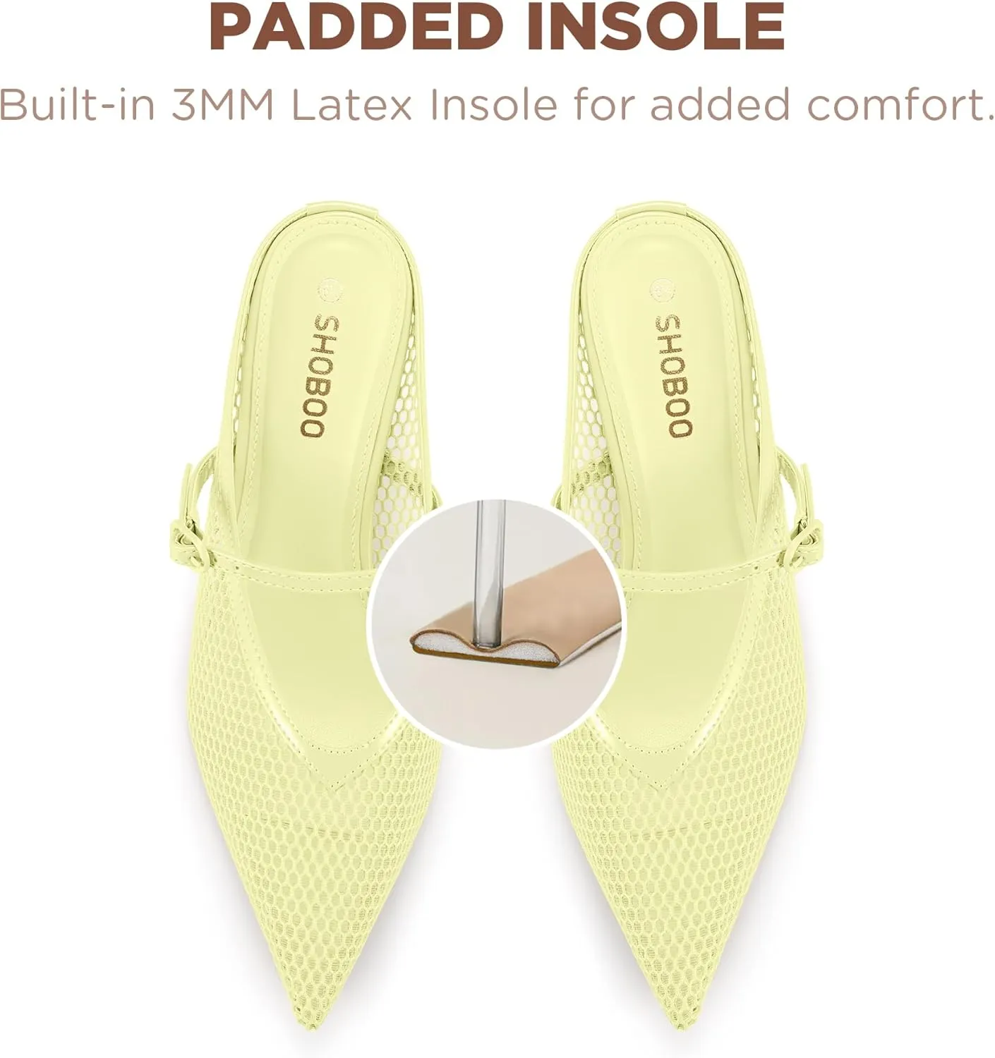 Women's Pointed Toe Kitten Heels Mesh Dress Sandals Slip On Pump Shoes with Strap for Casual Party Office